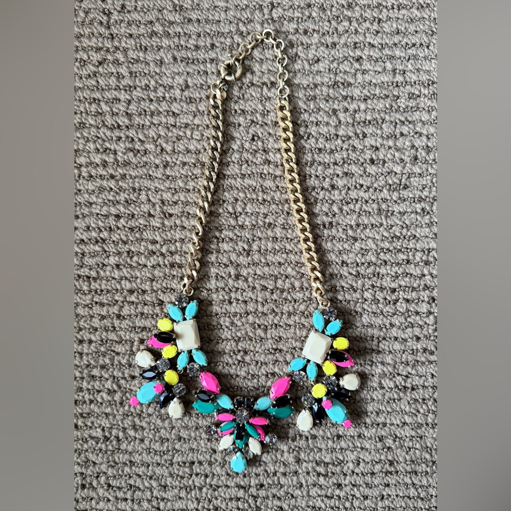 J. Crew Statement Multicolor Gem Necklace - Gold Chain
